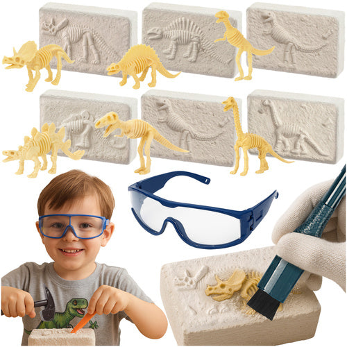Set educativ de excavare si descopeire fosile, Zola, 6 dinozauri, arheologie, pentru dezvoltarea abilitatilor si concentrarii