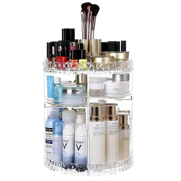 Organizator rotativ pentru cosmetice si bijuterii,  UBX, plastic, 28x21.5 cm, transparent