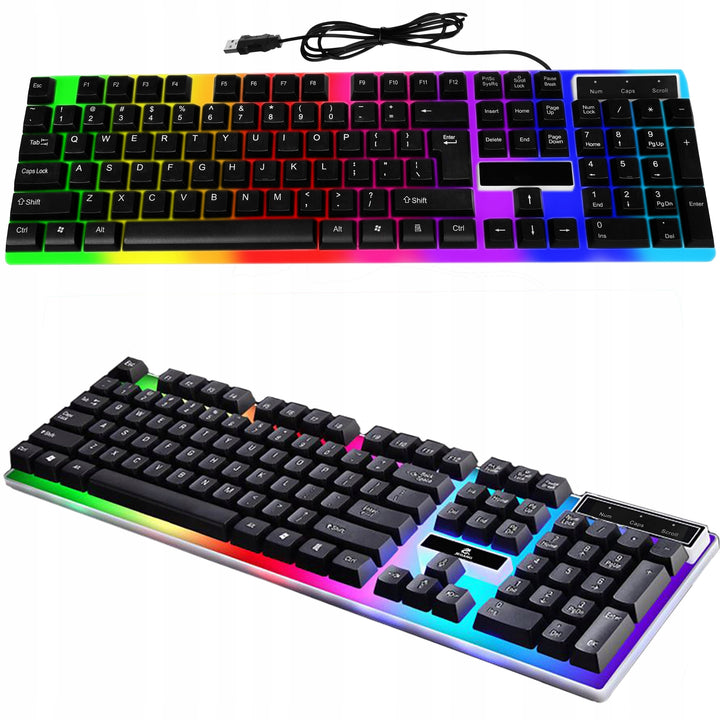 Tastatura gaming, Zola, cu led, iluminare rainbow, 42.5x13 cm