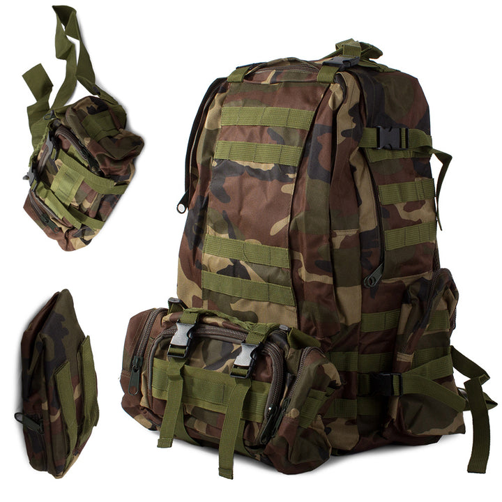 Ghiozdan/ Rucsac militar, Zola®, bretele reglabile, capacitate 48.5 L, 2 buzunare laterale detasabile, model armata, verde