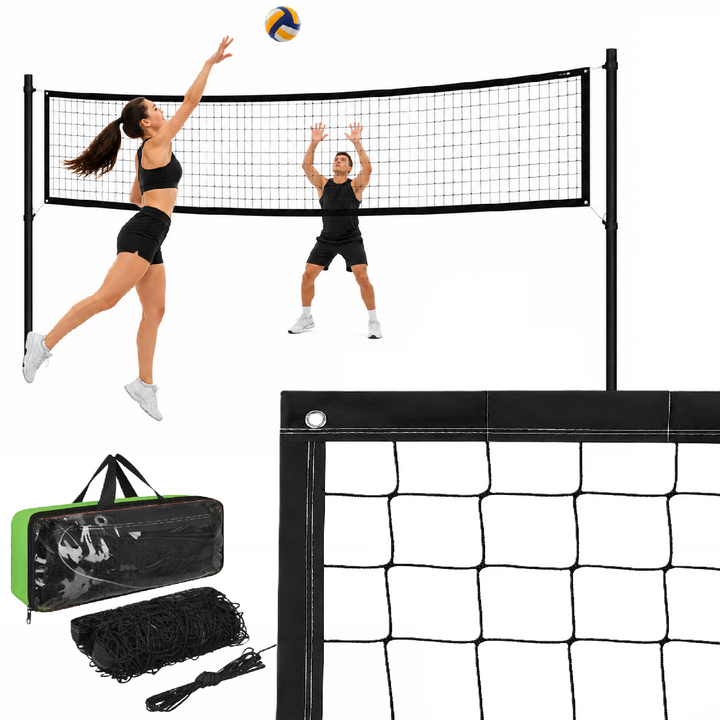 Fileu volei/tenis/badminton, Zola, 8.5 x 1 m, ochi plasa 10 x 10 cm, cablu superior din otel, geanta transport