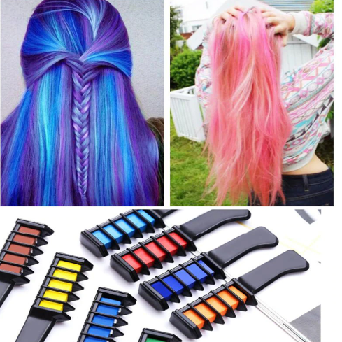 Set 6 culori creta colorata, Zola, pentru vopsit temporar parul, multicolore