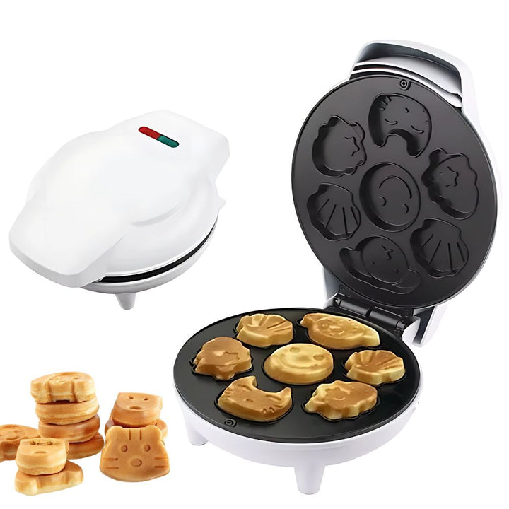 Aparat de facut vafe, Zola, 7 modele distractive, indicator luminos, suprafata antiaderenta, 350W, 20x28x9 cm, alb