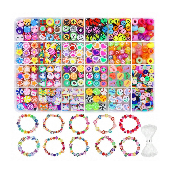 Set creatie 480 bile si elastic, Zola, pentru confectionarea de bratari, lantisoare, cutie de depozitare inclusa