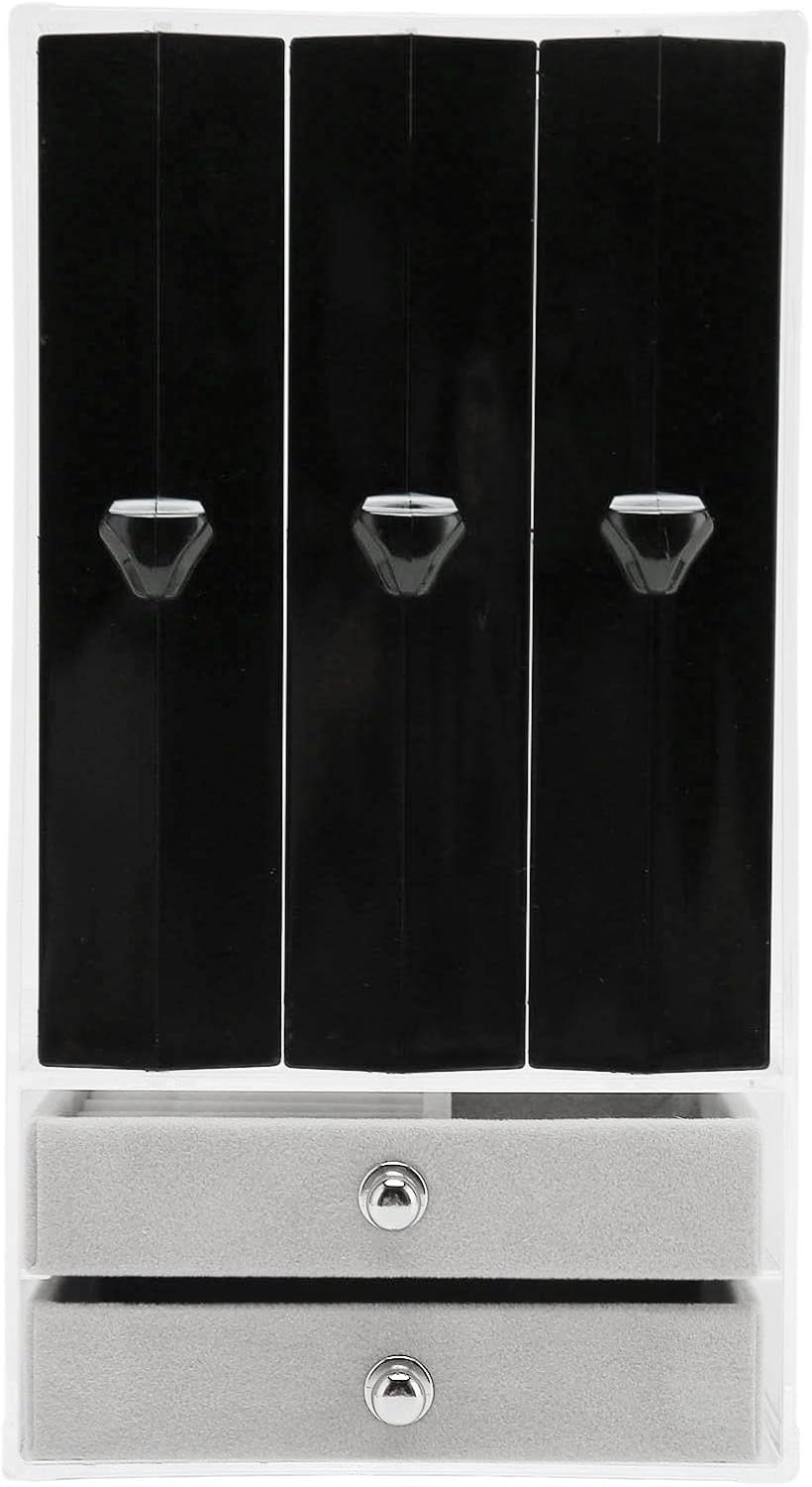 Organizator de bijuterii, Zola®, trei sertare extraabile, plastic, 13x13x24.5 cm, negru/gri