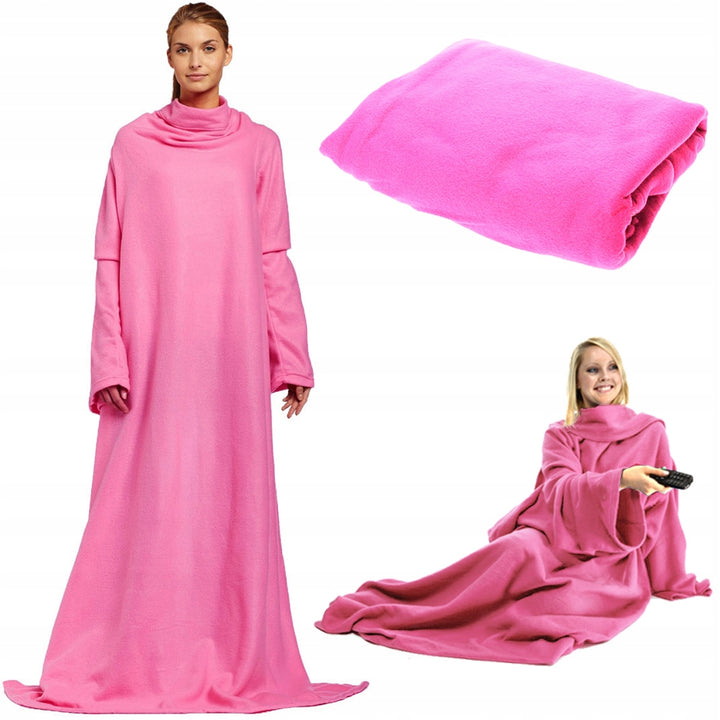 Patura cu maneci, Zola®, unisex, moale si confortabila, 138x180 cm, roz