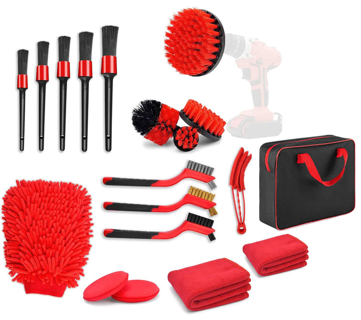 Set perii detailing auto, Zola, 19 piese, curatare interior si exterior, geanta depozitare