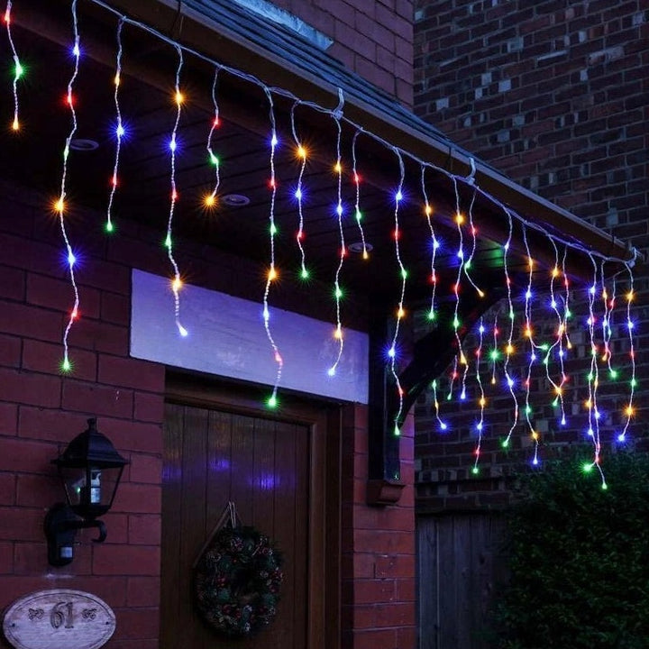 Instalatie de Craciun, Zola®, perdea curgatoare cu franjuri inegale, 500 leduri, multicolore, lungime totala 17M, IP44