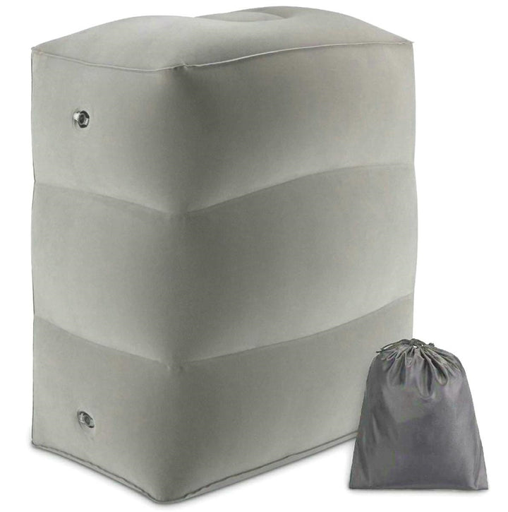Perna gonflabila multifunctionala, Zola®, pentru sprijinirea picioarelor in calatorie, 3 straturi, PVC, 40 x 30 x 45 cm, gri