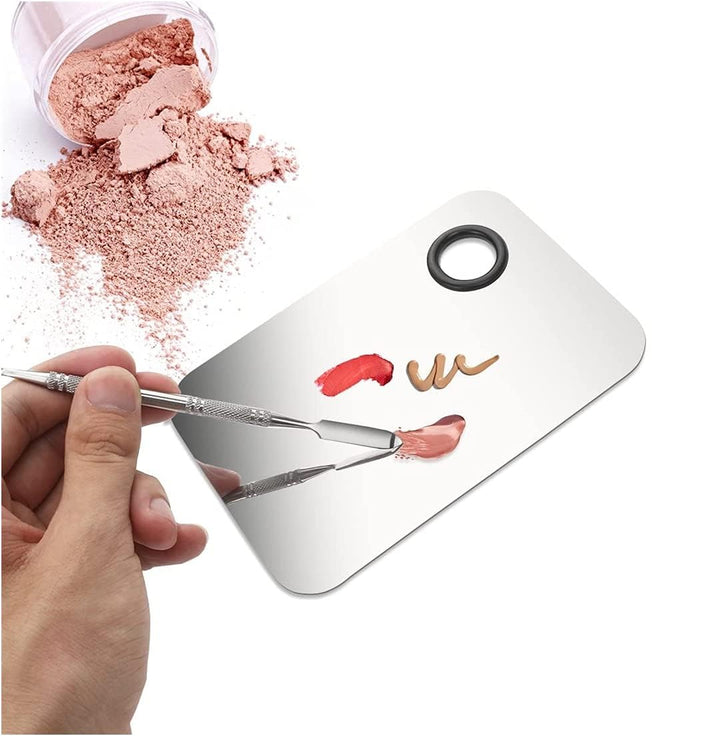 Paleta pentru amestecarea produselor cosmetice, UBX, moletat inclus, 11.5x7.5 cm, argintiu