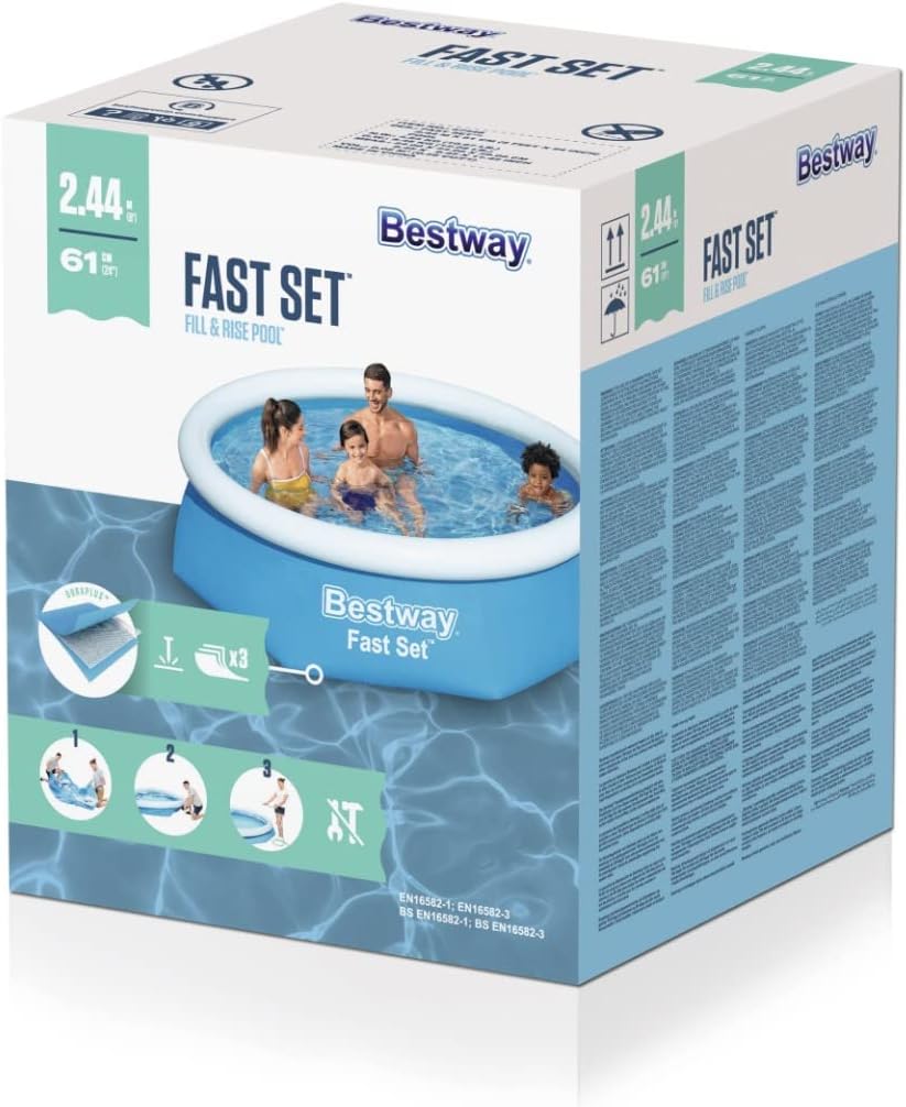 Piscina gonflabila, Bestway, 244 x 61 cm, 1880 l, material DuraPlus™, rotunda, albastra