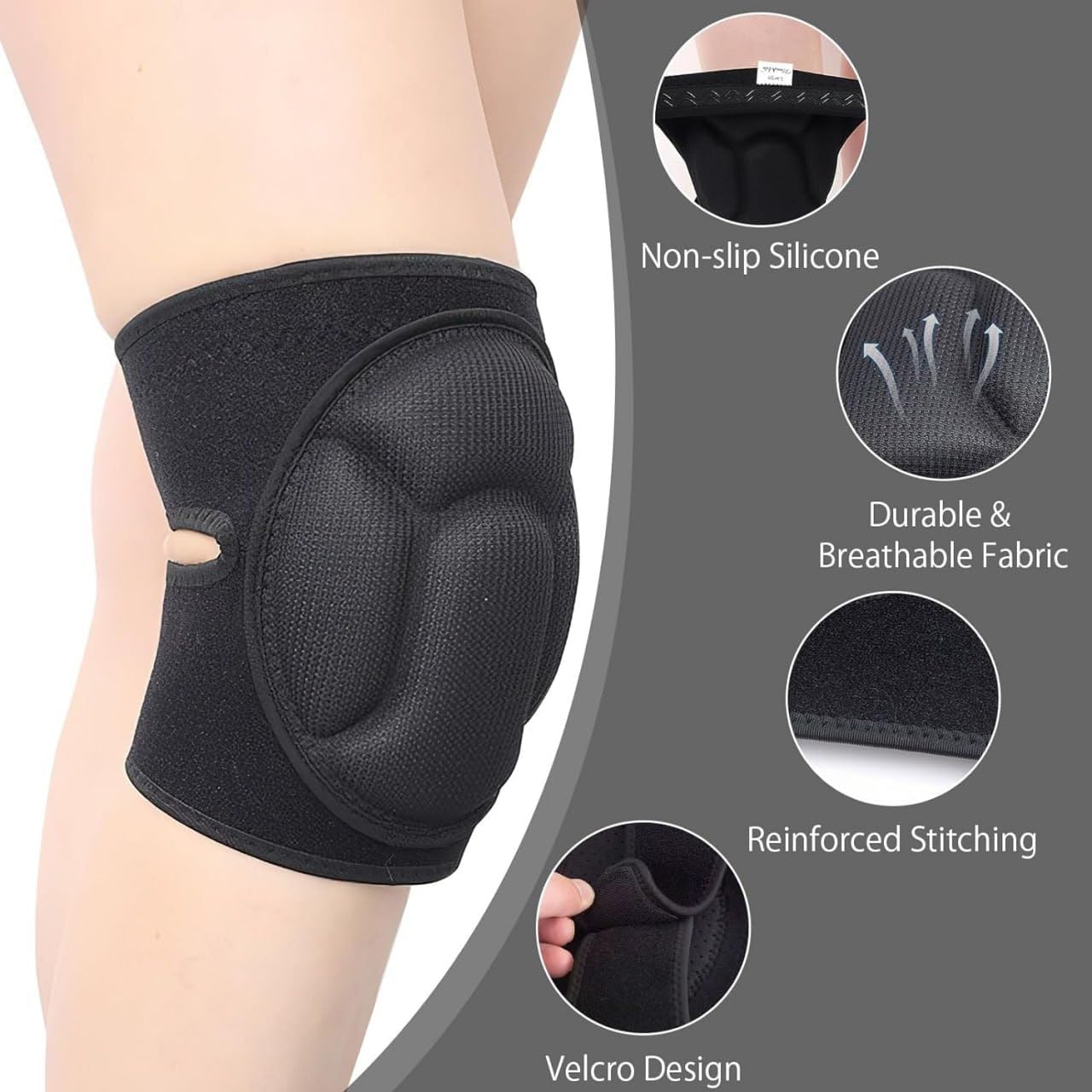 Genunchiere pentru gradinarit, Zola, confortabile, din spuma, ajustare 34-24 cm, 40x18 cm, negre