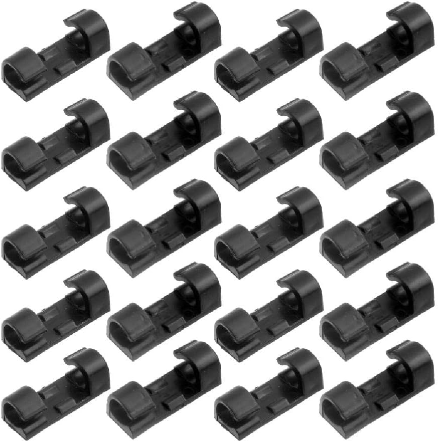 Set organizator cabluri, Zola®, 20 bucati, negre, lipire banda autoadeziva, din plastic, 3x1.1x0.7 cm