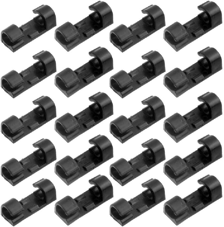 Set organizator cabluri, Zola®, 20 bucati, negre, lipire banda autoadeziva, din plastic, 3x1.1x0.7 cm