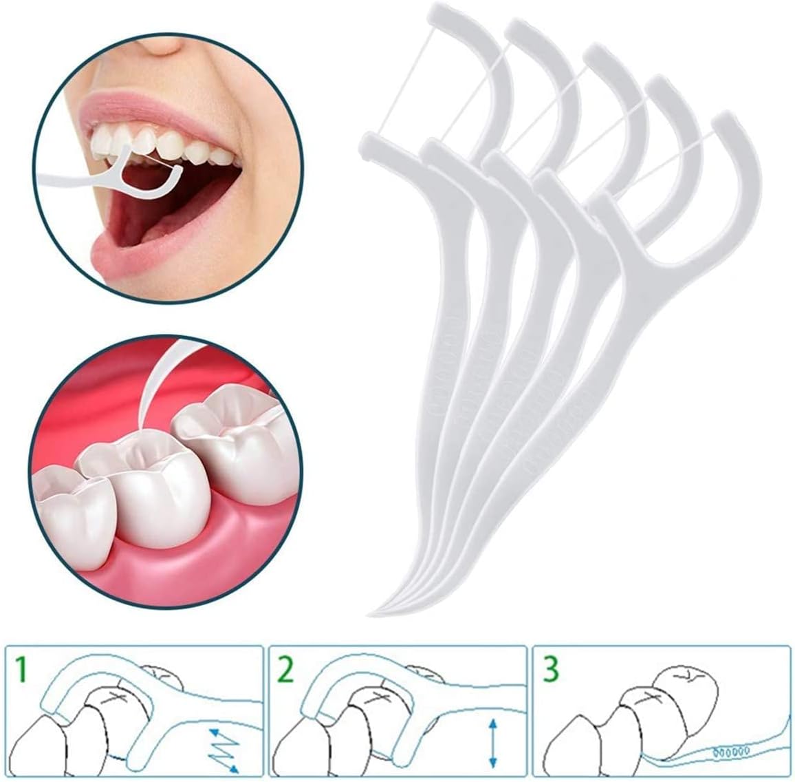 Ata dentara cu scobitoare, Zola®, 50 bucati/cutie,alba, 8x5x2.5 cm