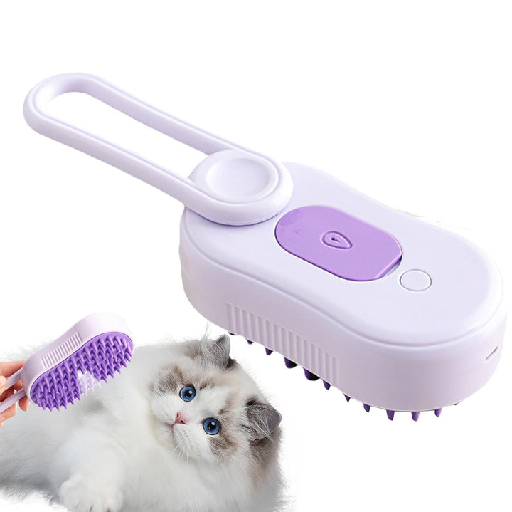 Perie cu abur pentru animale, Zola, incarcare USB, rezervor de apa, din silicon si plastic, 12 x 6.5, lungime totala 19 cm, mov/lila