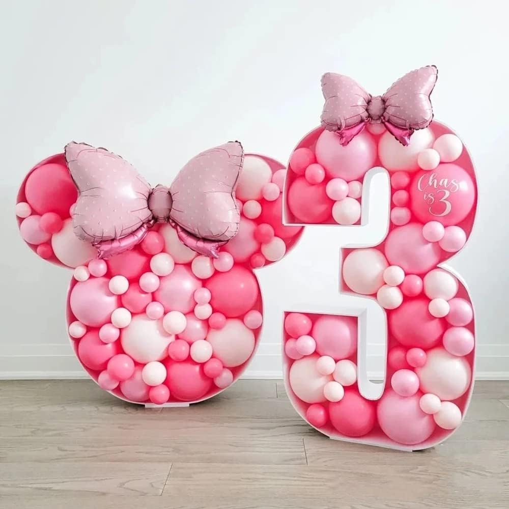 Set 111 baloane pentru arcada, Zola, Minnie Mouse, diferite marimi, 100 buline dublu adezive, 5 m panglica, roz