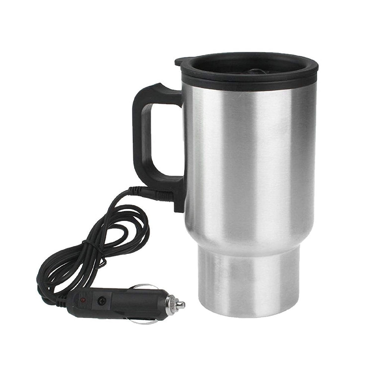 Cana termica electrica,  Zola®, pentru masina, 12 V, 400 ml, din otel inoxidabil/plastic, 16x8.5 cm, argintie