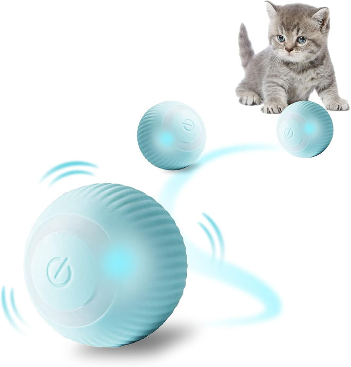 Jucarie interactiva pentru pisici, Zola, din silicon si plastic, baterie incorporata, LED, USB, diametru 4.3 cm, albastru