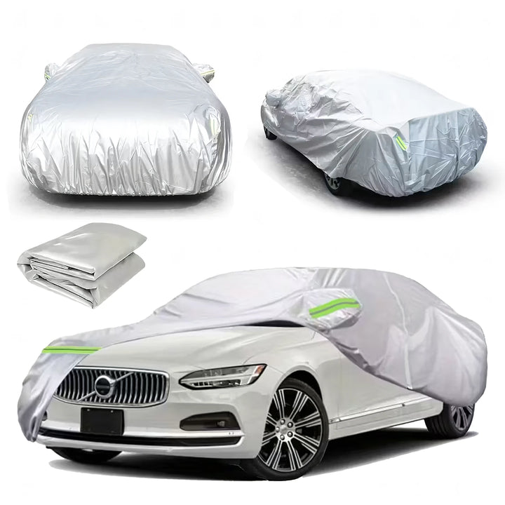 Prelata impermeabila pentru autoturisme, Zola, 505 x 190 x 150 cm, material PEVA, banda elastica, huse oglinzi, elemente reflectorizante, protectie UV, gri