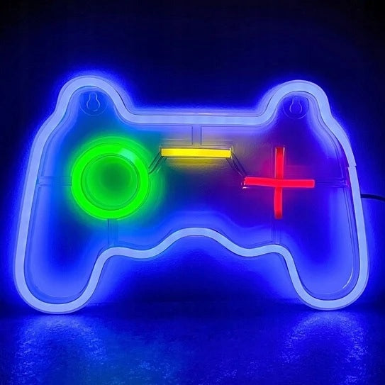 Lampa neon gaming, Zola, 5W, iluminare reglabila, alimentare USB/baterii, PVC, 26 × 17 × 1.6 cm