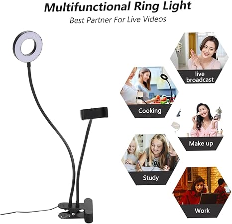 Lampa de birou, Zola®, cu 24 de LED-uri, suport pentru telefon rotativ, 3 moduri de iluminare, alimentare USB, neagra