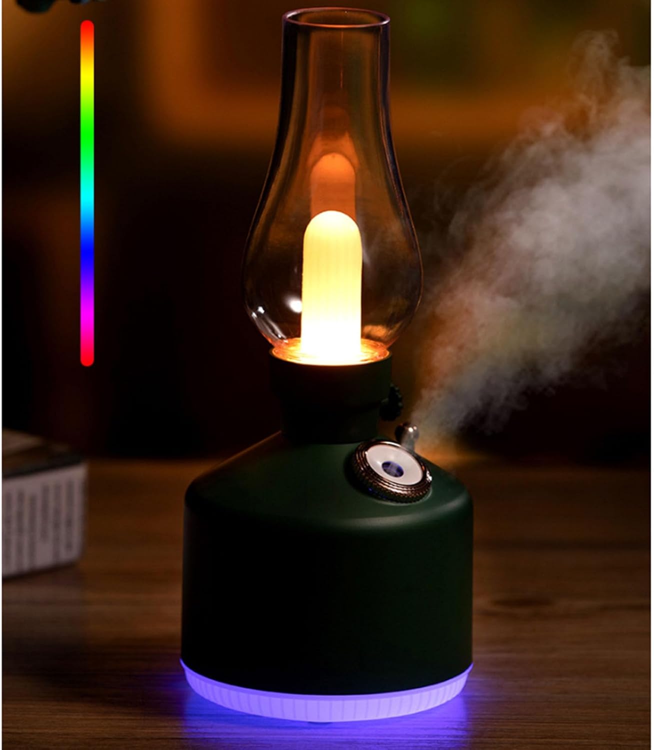 Lampa LED RGB 2 in 1 cu difuzor aromaterapie, Zola, model retro, rezervor 280 ml, 3 moduri functionare, 22 x 9.5 cm, neagra