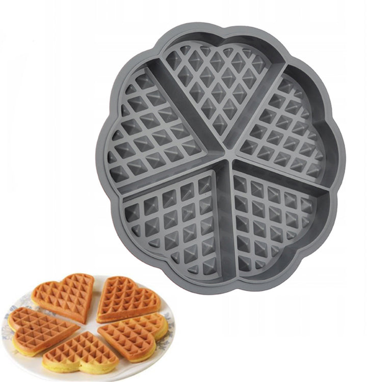 Forma pentru vafe in forma de inima, UBX®, silicon, 18x18x1.4 cm, gri