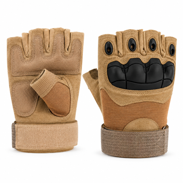 Manusi tactice fara degete, Zola, marimea xL, protectie articulatii si incheietura, antiderapante, fixare velcro, maro