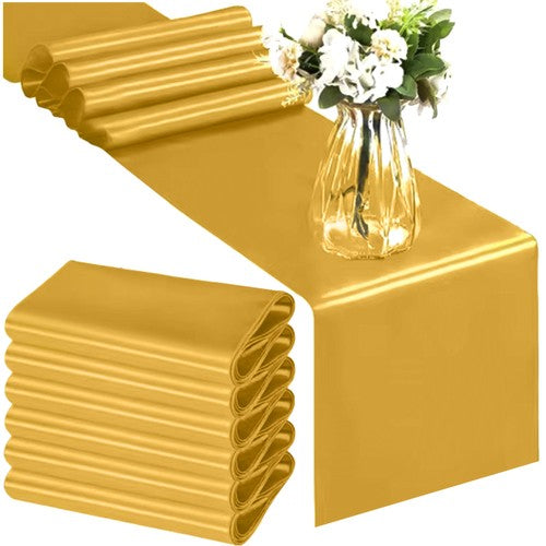 Napron decorativ din saten pentru sarbatori, Zola®, auriu, spalare la 30° , 900x36 cm