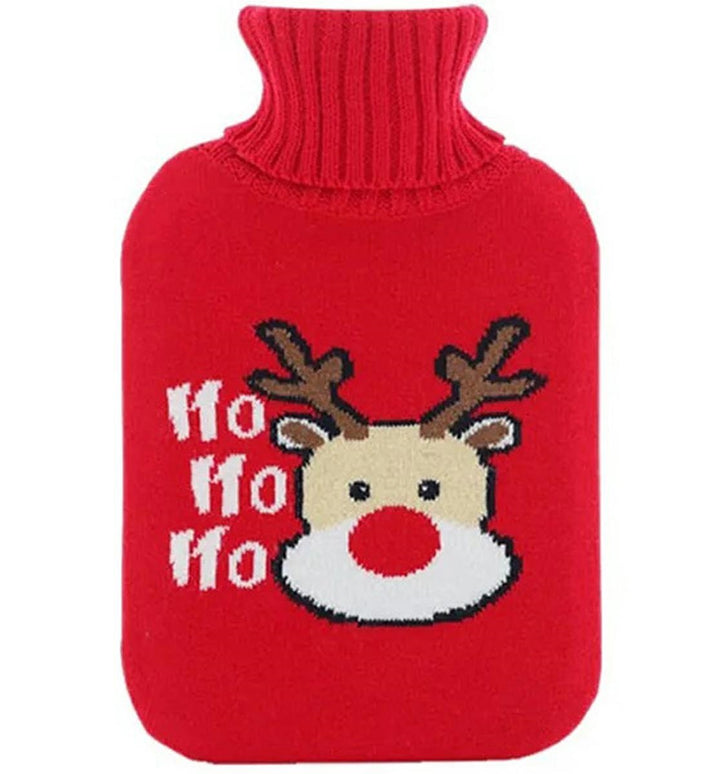 Perna pentru apa calda, Zola®, capacitate 2l, din cauciuc, cu husa rosie model ren