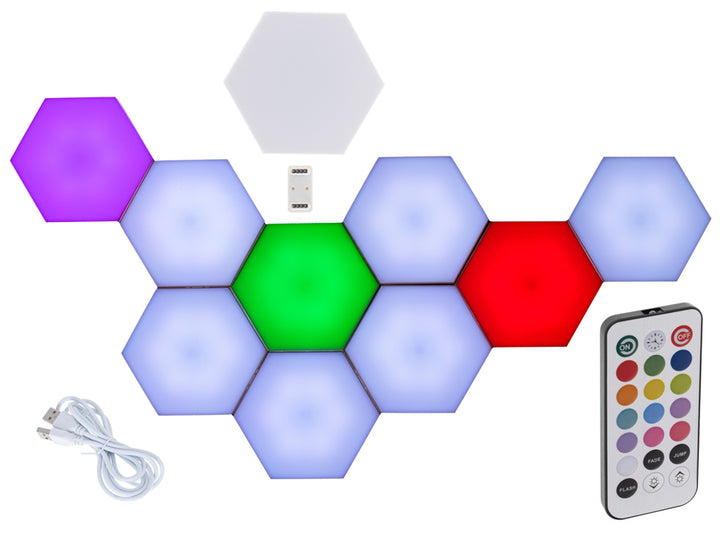 Lampa LED de perete, modulara, Zola®, cu touch, multicolor, 2W/12V, 10 bucati, 10x2 cm/buc