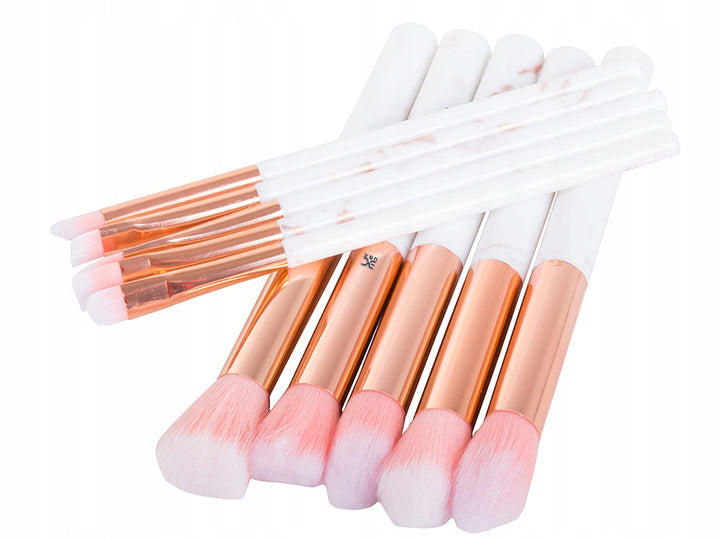 Set 10 pensule pentru machiaj, UBX®, roz model marmura, lungime 14 cm