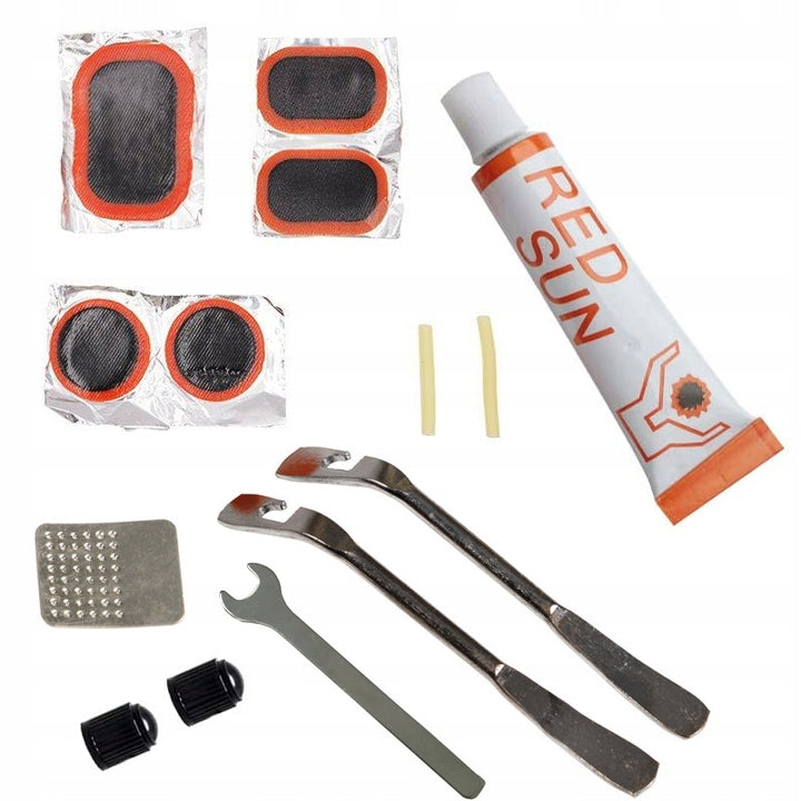 Kit de reparatii pentru biciclete, Zola®, ideal pentru orice ciclist, include 13 piese diferite