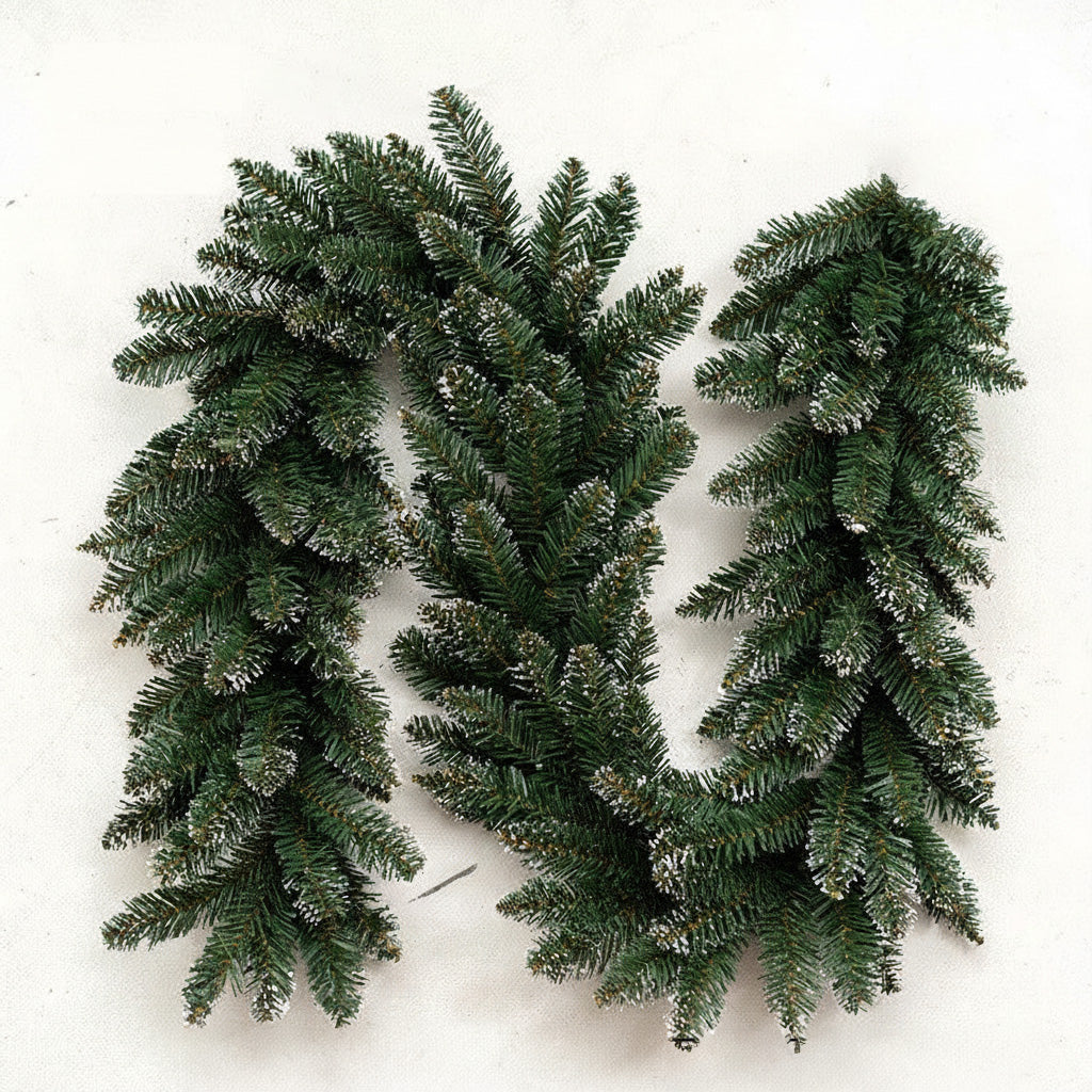 Ghirlanda decorativa de brad, Zola, pentru Craciun, varfuri albe de zapada, 270 x 29 cm