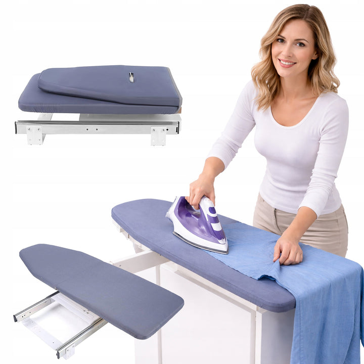 Masa de calcat incorporabila, Zola, pliabila, montare in dulap,  80 x 29 x 3 cm, gri