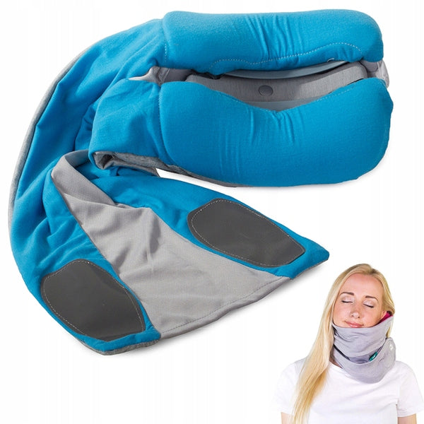 Perna de calatorie confortabila, Zola®, pentru gat, albastra/gri, 22x67 cm