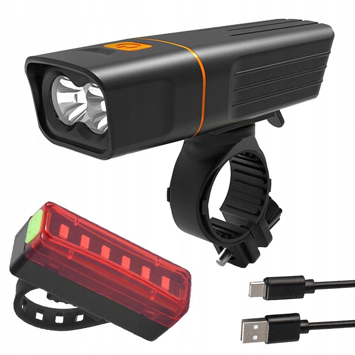 Set lumini bicicleta, Zola®, fata/spate, rezistent la conditii meteorologice/socuri, incarcare USB, lumina puternica