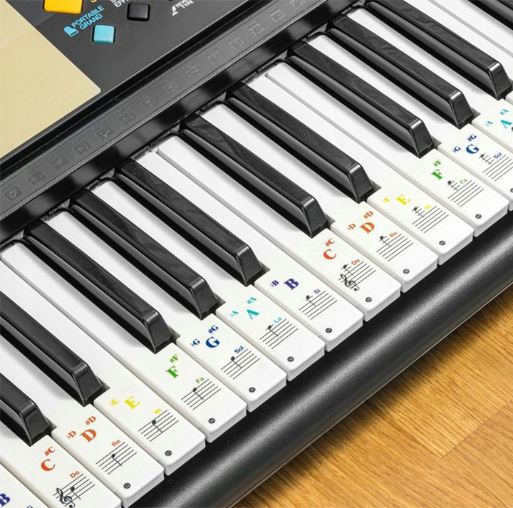 Set 56 autocolante cu note muzicale, Zola®, pentru pian si clape, modalitate excelenta de a invata sa canti mai repede, multicolor
