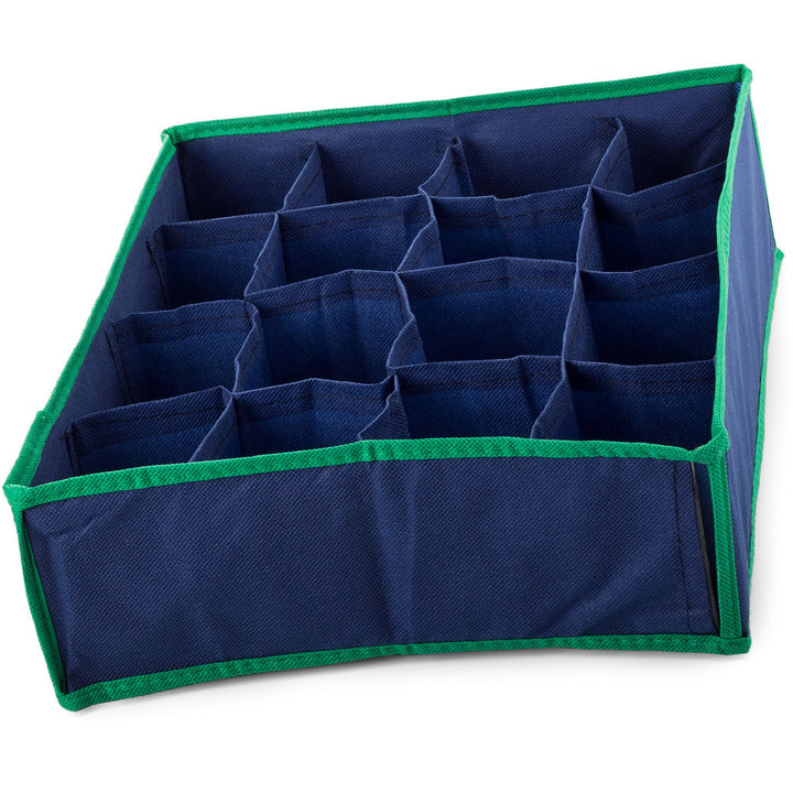 Organizator de sertare, Zola®, pentru sosete si lenjerie intima, cu 16 separeuri, bleumarin, 35x28x10 cm
