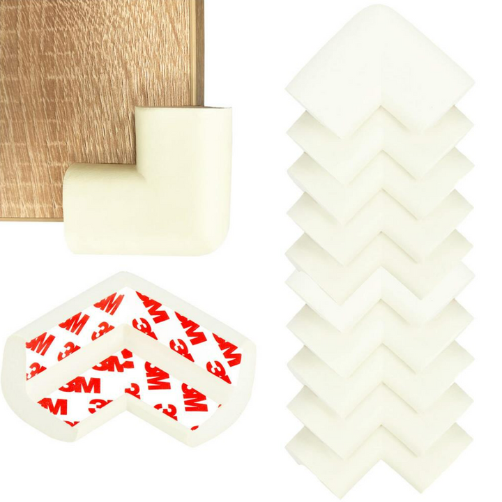 Set 10 protectii colturi din spuma, Zola®, pentru siguranta copii , 6x3.5x0.8 cm, crem