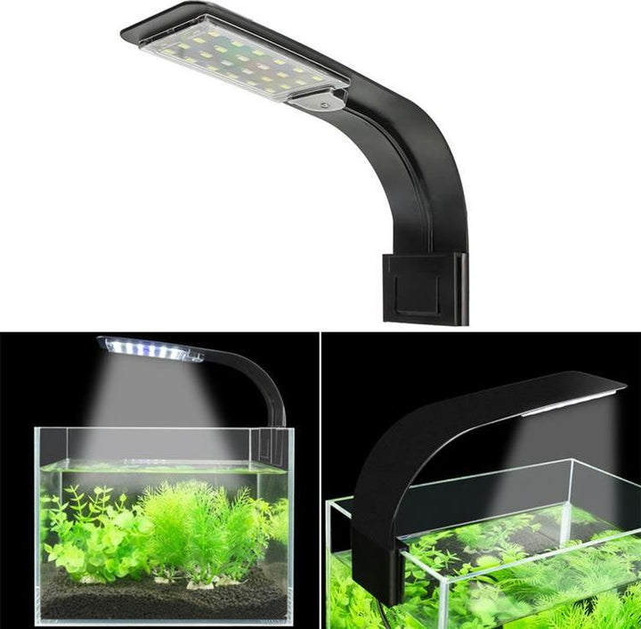 Lampa LED acvariu, Zola, 24 LED-uri, lumina alba rece si albastra, pentru acvarii 23-50 cm, 8.7 W, neagra