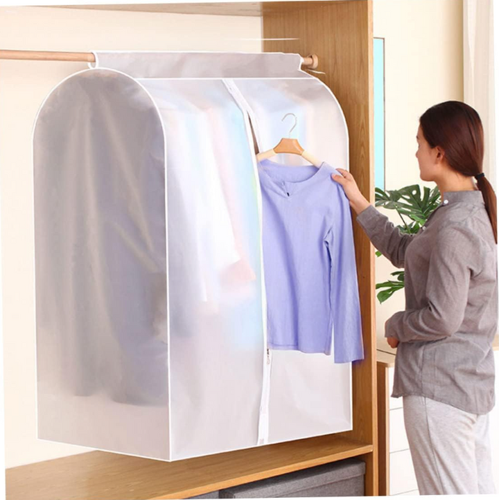 Husa pentru organizarea si protejarea hainelor, Zola®, material permeabil si usor de curatat, alba, pliabila, 90x60x50 cm