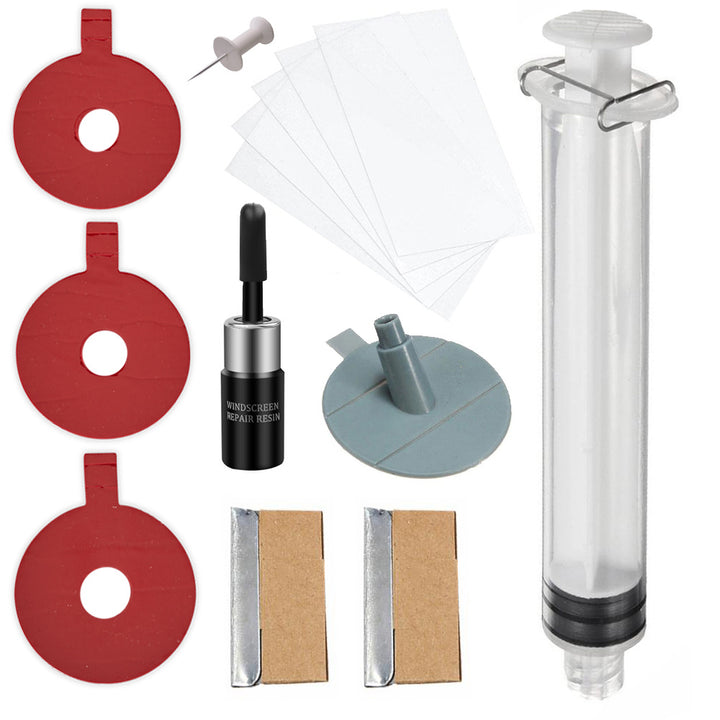 Kit de reparatii parbriz auto, Zola®, pentru indepartarea aschiilor si zgarieturilor minore, 14 piese