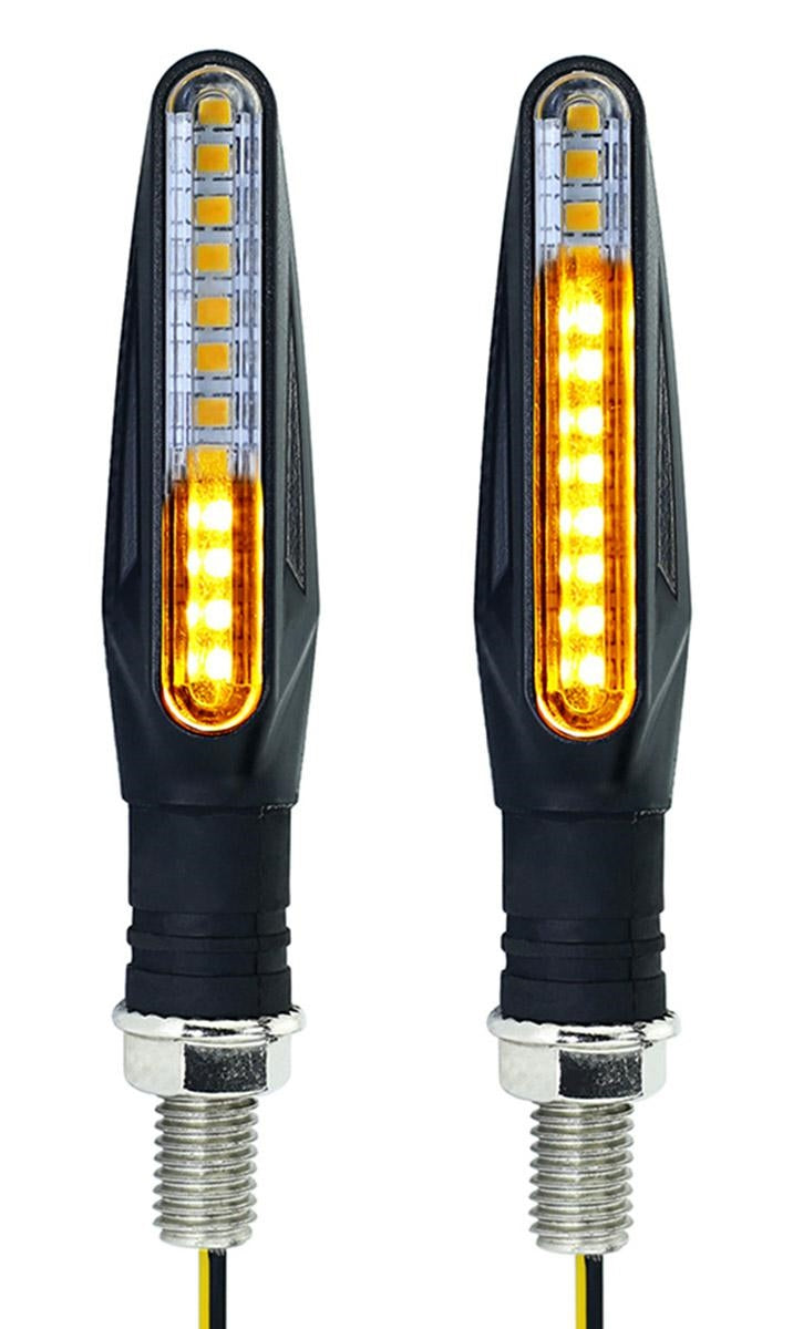 Set 2 lampi LED semnalizare motociclete, Zola®, plastic, 9.5x2cm, negre