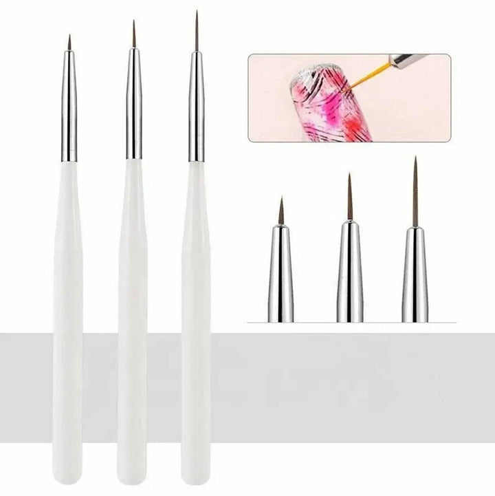 Set 3 pensule pentru gel si decoratiuni, UBX®, plastic, capac protectie, alb