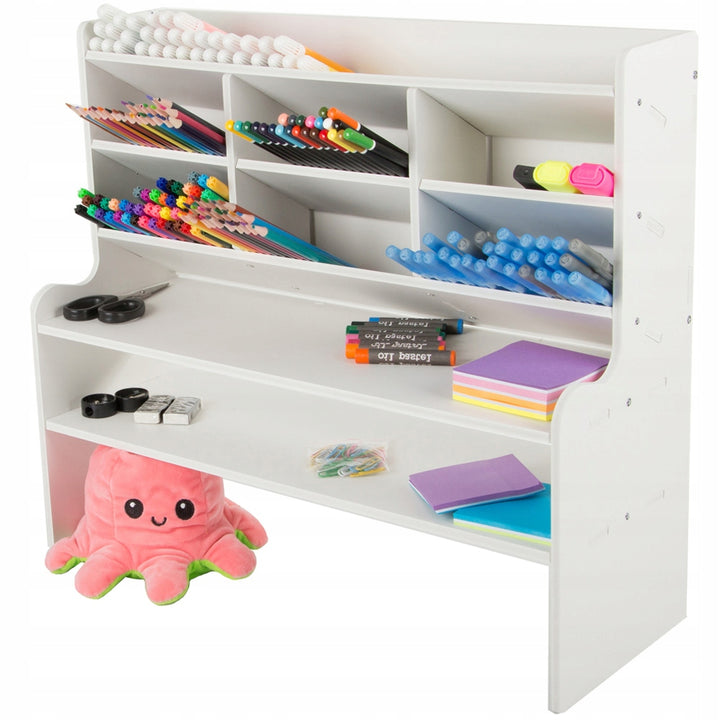 Organizator multifunctionl de birou, Zola, 9 comparitimente, plastic/spuma presata, 47.5 x 17 x 42 cm, alb