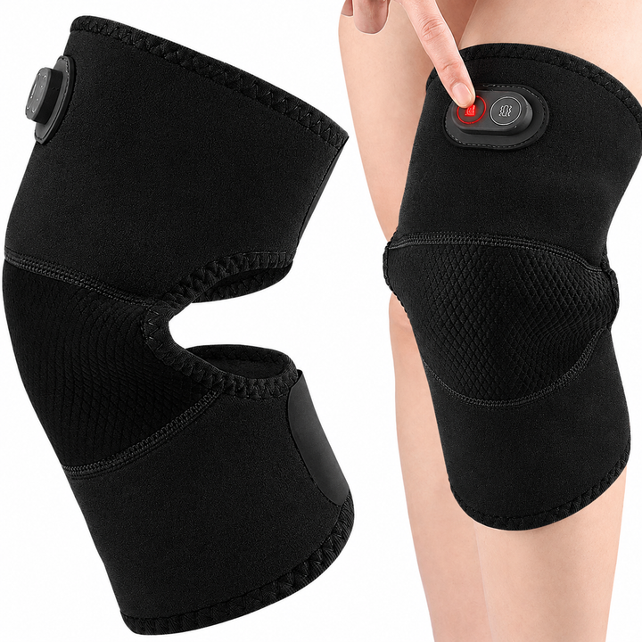 Genunchiera cu incalzire si masaj, Zola, 3 trepte reglare, fixare velcro, 55 x 52 x 28 cm, neagra