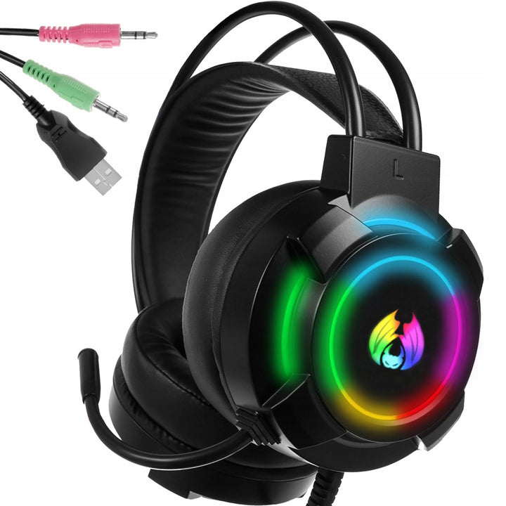 Casti pentru gaming cu microfon 5.1, Zola, LED RGB, 20-20000Hz, 54dB, volum reglabil, sunet clar, negre