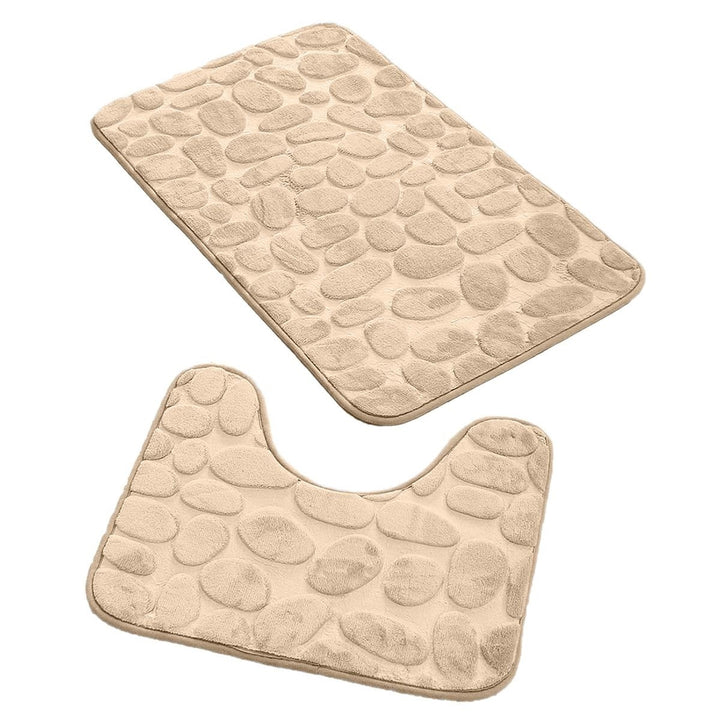 Set 2 covorase de baie, Zola®, model 3D, textura moale, crem, antiderapant